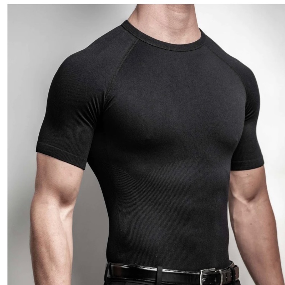 Corewear Coremax Apparel Slimming Crew Neck Black Compression Shirt Size Large